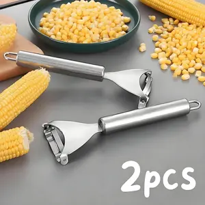 2 Counts Corn Peeler, Commercial-Grade Corn Shucker - Rustproof Steel Blade for Bulk Corn Processing