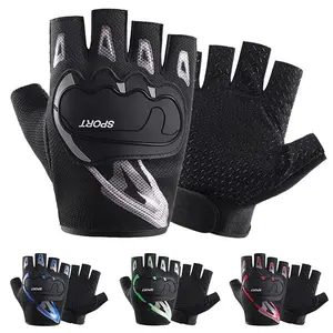 SPORT Brand Gel Half-Finger Cycling Gloves - Sweat-Proof & Shockproof Sports Gloves with Silicone Palm Coating for Enhanced Grip and Comfort - Breathable Fabric for Fitness Training and Outdoor Activities