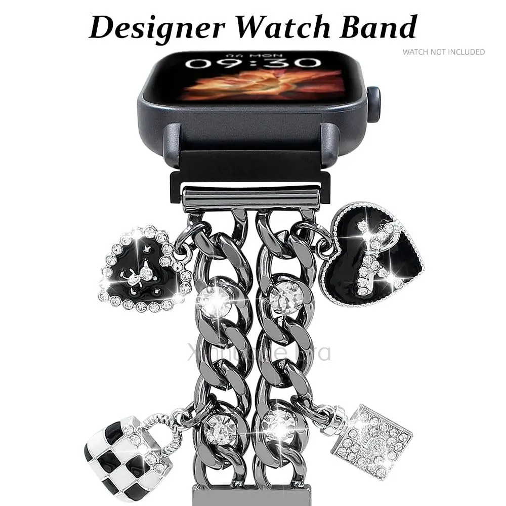 22mm Cuban Chain Strap Compatible with Samsung Galaxy Watch 3 45mm, Gear S3 Frontier Classic, Galaxy Watch 46mm, Women's Metal Bracelet