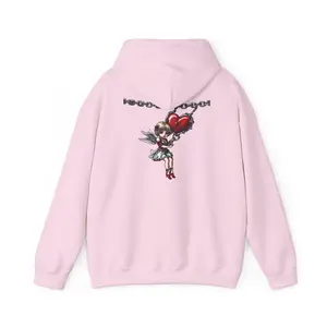 Cupid Girl Heart Necklace Hoodie – Cute Romantic Graphic Unisex Sweatshirt