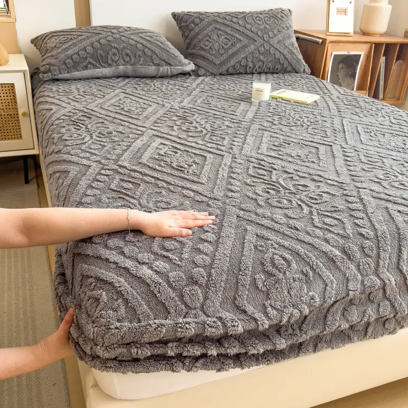 1pc Flannel Fitted Sheet - Soft, Warm, 12" Deep Pocket, Secure Mattress Coverage, Fall/Winter Use (No Pillowcases Included)