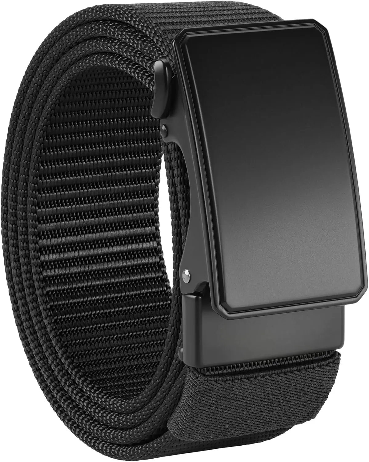 Men's 1.5" Nylon Ratchet Belt, Casual Web Click Belt with Slide Buckle for Jeans, No Holes Adjustable Trim to Fit
