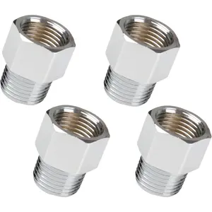 4-Pack Brass Pipe Fittings - 1/2 Inch Male/Female NPT Reducer Adapter with Chrome Finish