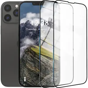 Compatible with iPhone 17 Pro Max 16 15 14 13 12 11 Pro Max[3 Pack Screen Protector] HD Tempered Glass Protective Film 9H Hardness Case Friendly Easy Installation Anti-Fingerprint Bubble Free Black&3