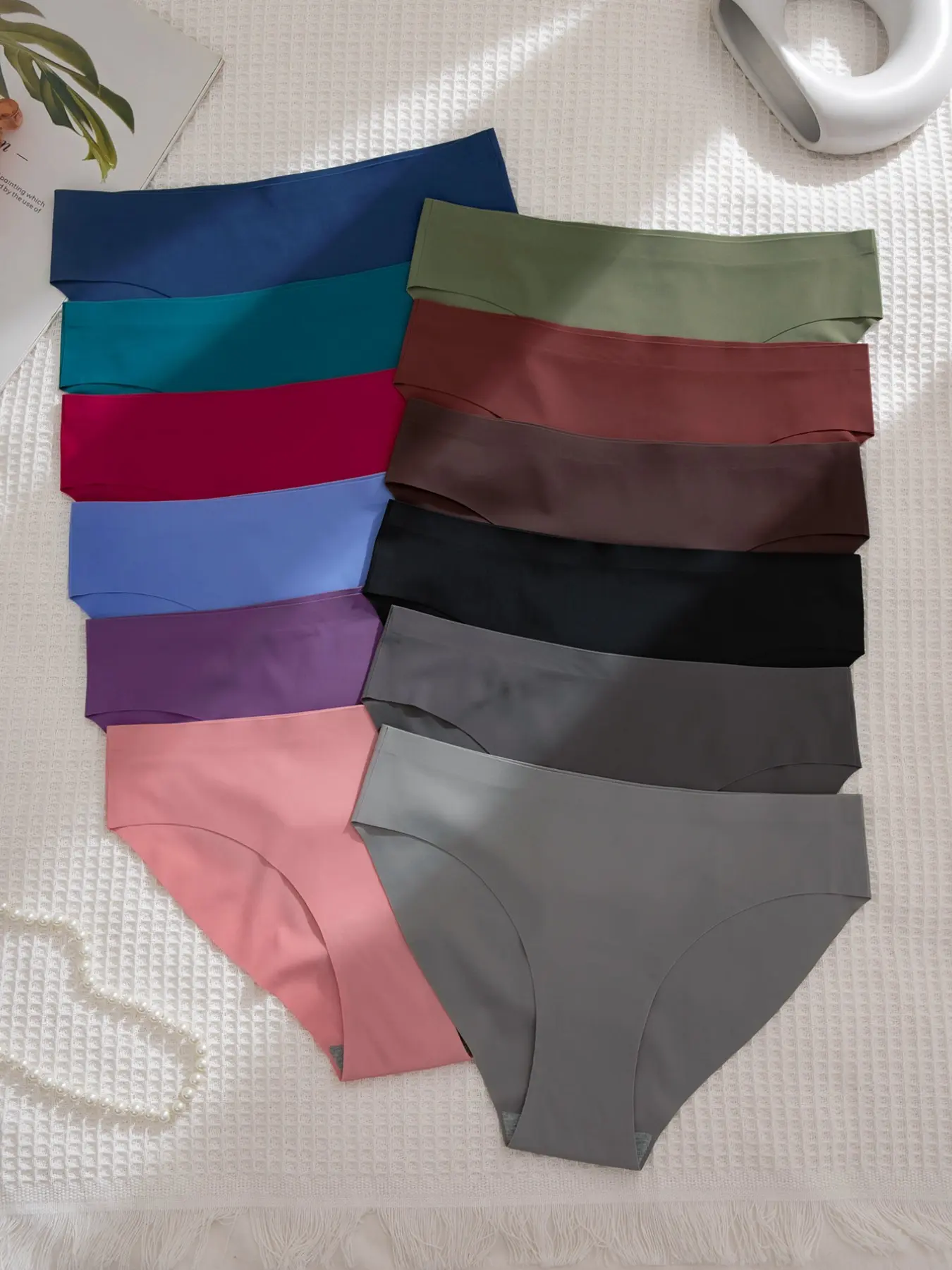 12-Pack Seamless Adhesive Smooth Solid Color Triangle Pants, Fit Seamless Underwear, Multiple Colors Available, Casual Everyday Wear, All-Season Essential, Panties