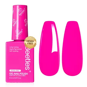 Beetles Hot Pink Gel Nail Polish –UV LED Soak Off Gel Polish Bright Pink Color with Matching Bottle Long Lasting Glossy Gel Polish for DIY Manicures at Home or Salon
