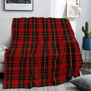 Luxury Plaid Flannel Blanket, Soft Polyester Fiber Throw for Bed Sofa Outdoor Travel Gift, Modern Style Printed Blanket