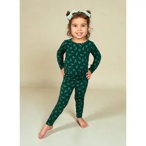 Bamboo Toddler Two-Piece Set – Long Sleeve Lounge Wear, Soft & Breathable (Botanical Leaves)