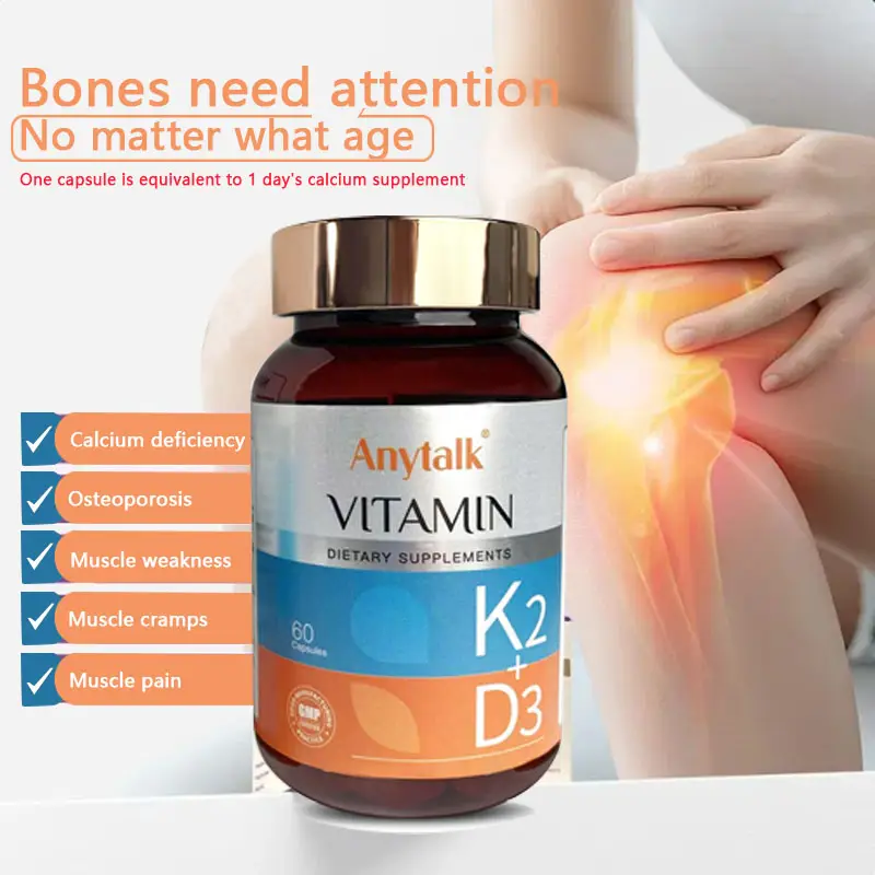 Anytalk-Vitamin D3K2  60 capsules Healthcare Edible  Supplement Fitness Dietary...