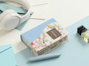 Biblia de Bolsillo RV1960 imit Piel Soft Cover con Canto Floral Celeste para Portabilidad y Durabilidad