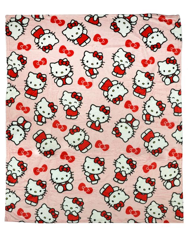 Hello Kitty Bow Surprise Character Hugger Pillow and Fleece Throw Blanket Set