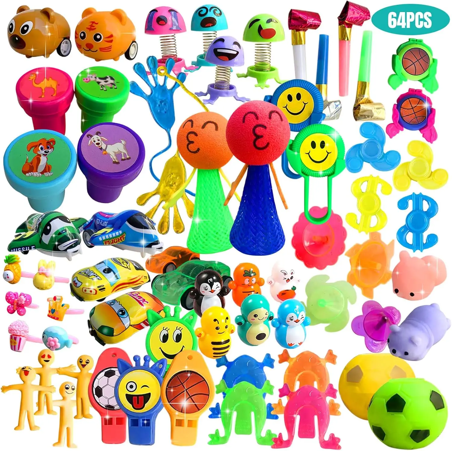 64 Pcs Party Favors for Kids,  Small Toys Prizes Bulk, Easter Basket Goodie Bag Stuffers, Pinata Egg Fillers, Treasure Box Toys for Classroom, Prize Box Birthday Gift Bag Student Rewards
