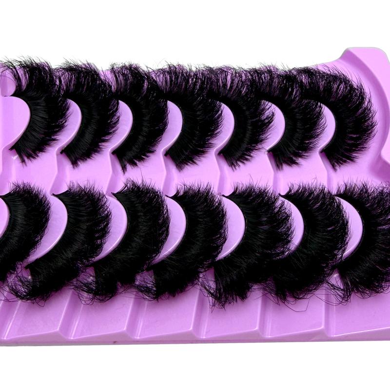 7 Pairs Natural Looking Thick & Fluffy Faux Mink 3D Eyelashes, Russian Volume Lashes Drama Messy Mink Eyelashes, Smart Long Winged Fox Eye Lifting & Lengthening Eyelash Extension Kit, Full Lash Strip Reusable For Daily & Party Use
