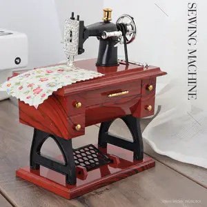 Cross-Border Delivery Sewing Machine Music Box Retro Simulation Small Sewing Machine Model Music Box Decoration Creative Gift