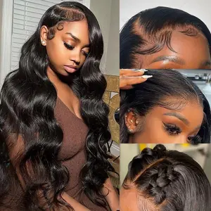 [18 inch $40]18 Inch Straight & Body Wave Wig Natural Black human hair 13x4 180 density Wigs Only $40 For Black Women