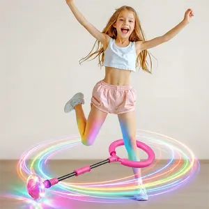 Skip Ball for Girls, Rechargeable Ankle Skip Ball Toy with 888 Rep Counter, Timer, Calorie Calculator for Ages 6-10+. Colorful LED Flashing Wheel. Perfect Girl Birthday Gift, Fitness Toy. Fun & Exercise for Kids and Women. Ankle Jump Rope Pink