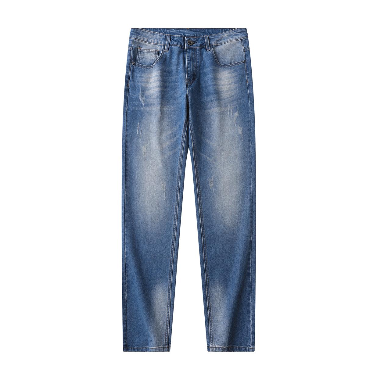 Men'S Classic Straight Leg Jeans - Versatile All-Season Denim Pants with Elasticity, Comfort Fit for Casual And Business Wear, Washed Blue, Everyday Jeans|Classic Denim Pants|Stretchy Fabric