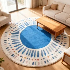 1pc Dopamine Color Living Room Sofa Carpet Blue Bedroom Decoration Bedside Rug Decorative Area Rug Light Luxury Modern Abstract Rug Pink Round Carpet Home Fluffy Soft Bathroom Non-slip Floor Mat
