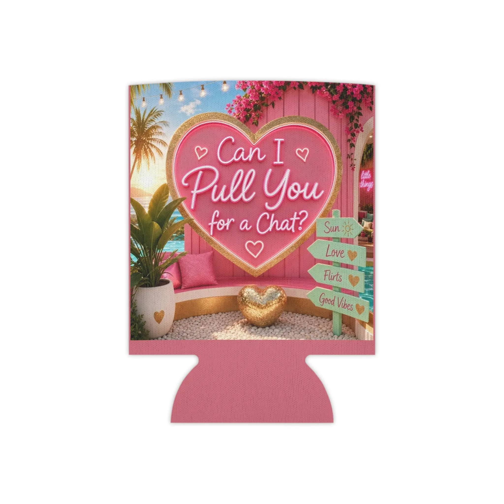 Can I Pull You for a Chat? Can Cooler | Valentine Heart Beach Design