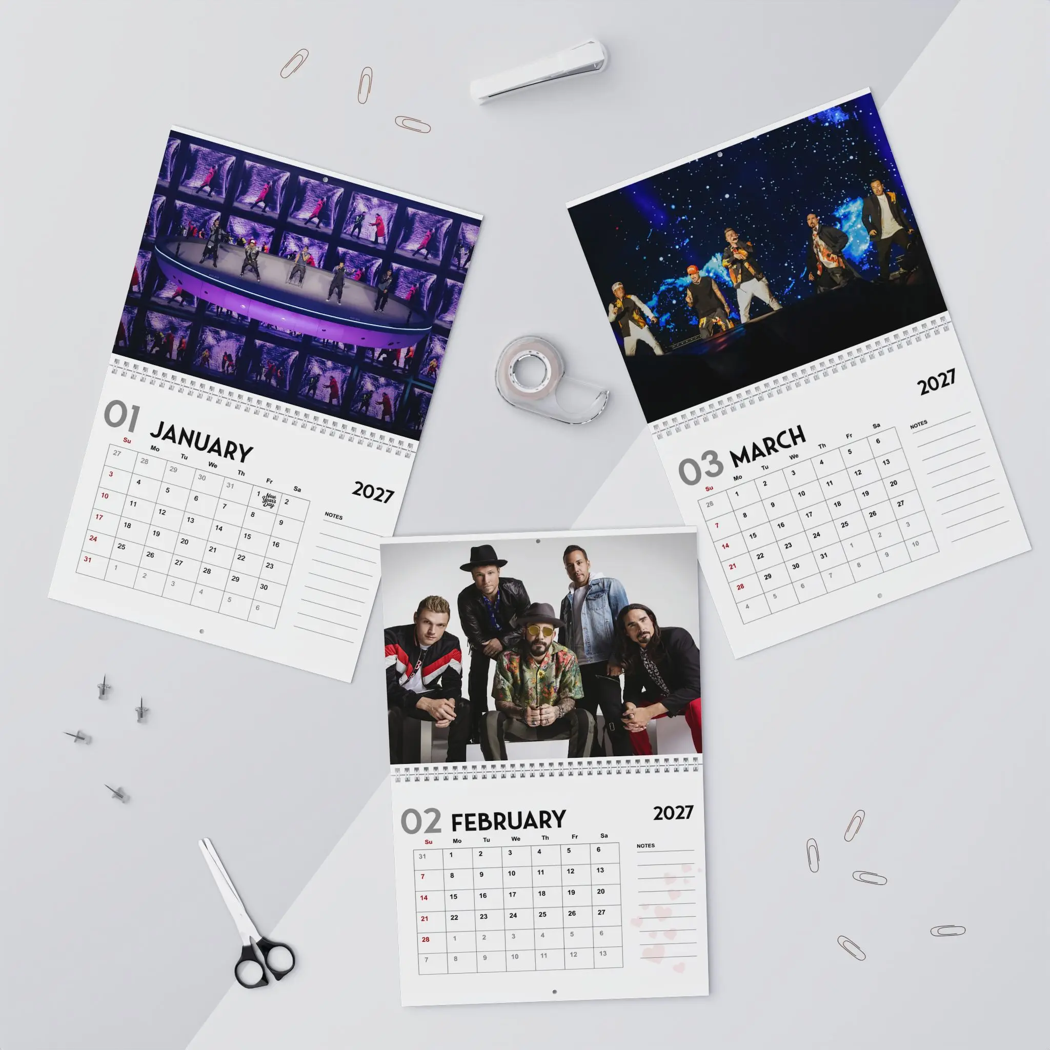 90s Boy Band Wall Calendar, Retro Pop Music Poster Calendar, Vintage Music Fan Gift, Room Decor