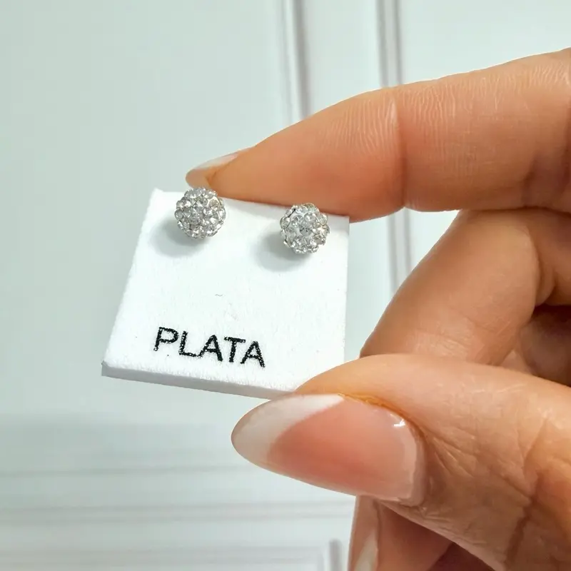 S925 ball stud earrings sparkling