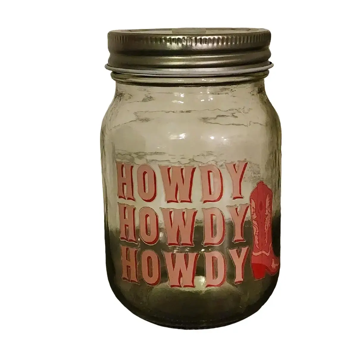 Howdy Boots 16oz Drinking Glass with Metal Lid and Straw - Classic Design, Ideal for Beverages - Drinkware