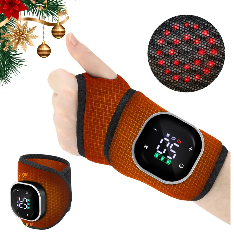 Cordless Hand Wrist Heating Pad for Arthritis and Carpal Tunnel Heated Wrist Brace for Left/Right Hand 5 Levels Hot Compress 3 Levels Vibration Red Light Wrist Massager Wrap