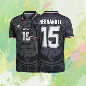 15# Hernandez 1998 Mexico  Away Short Sleeve Retro Soccer Jersey Black
