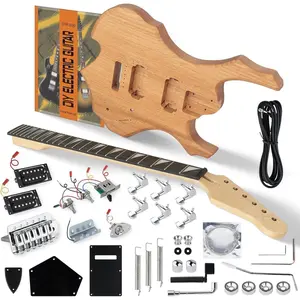 DIY Electric Guitar Kit, Fire Style Mahogany  & Maple  Guitar with HH Pickups, Easy to Assemble Kit with   Included - Build Your Own Electric Guitar SFR-D30