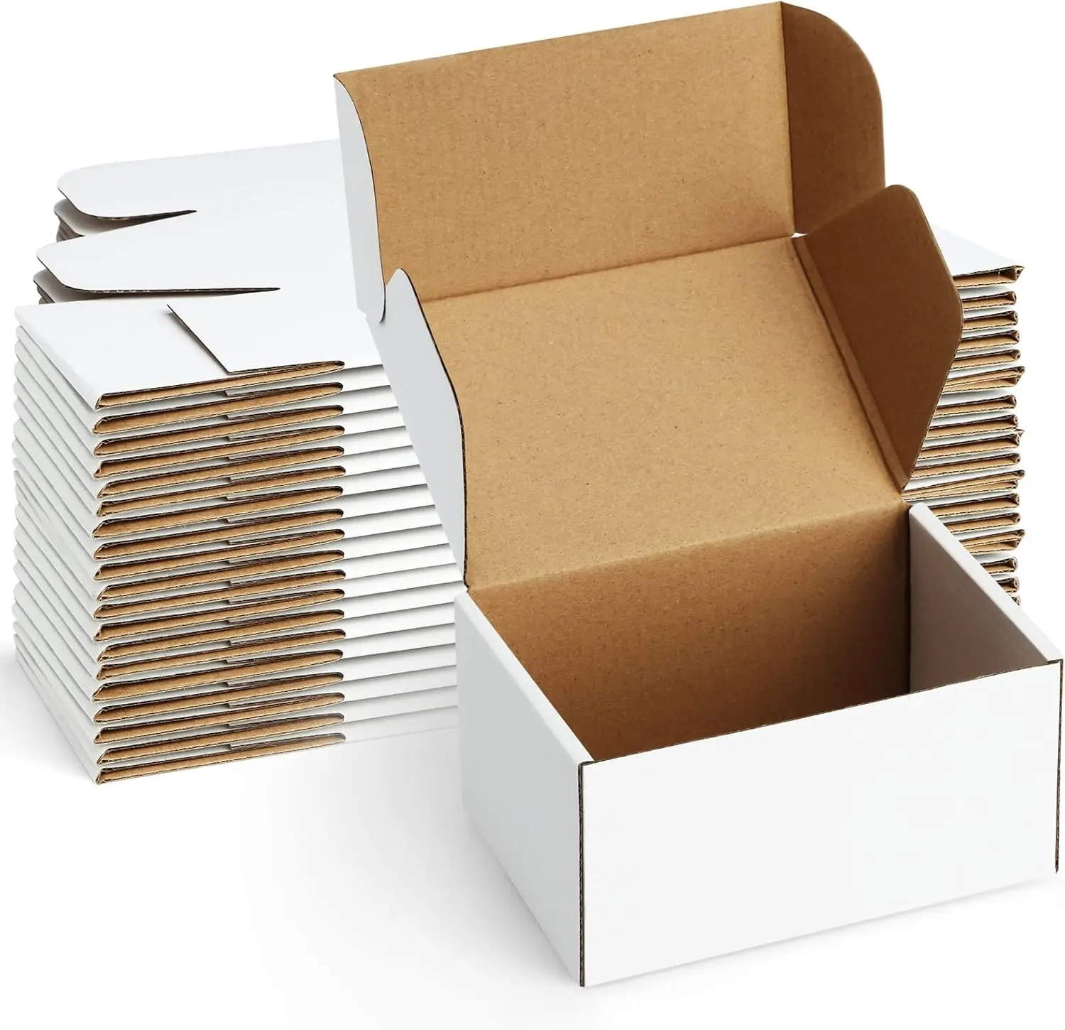Rectangular Cardboard Shipping Boxes, 6x4x3 in Small Packaging Boxes - 25 Packs