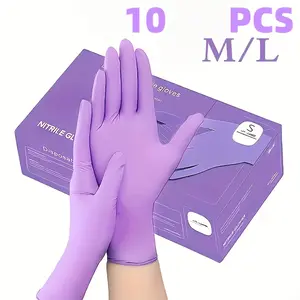 10-Pack Powder-Free Nitrile Gloves, Powder-Free Purple Disposable Nitrile Gloves