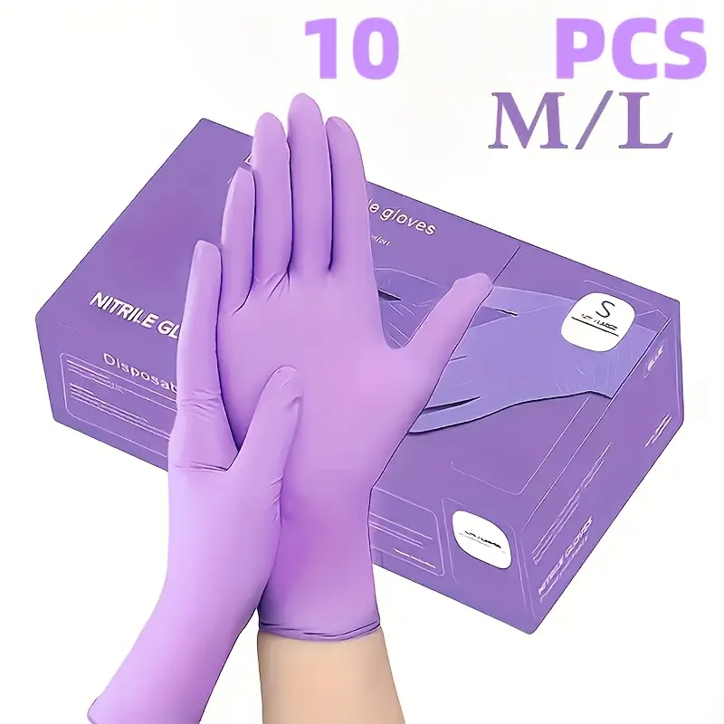 10-Pack Disposable Nitrile Sports Gloves, Lightweight Purple, Powder-Free, Antislip, for Sports & Outdoor Activities, Cleaning