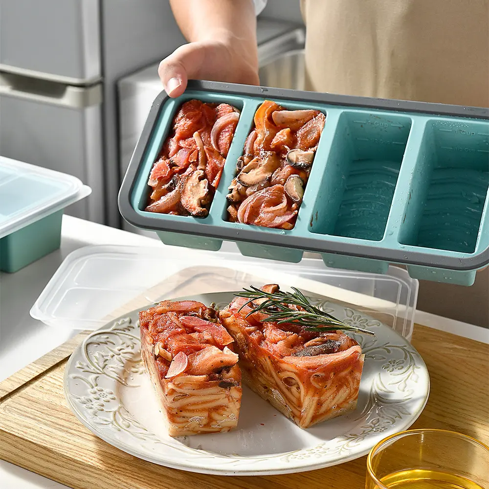 Silicone Lunch Box with Lid, Freezer Safe Food Container, Heat Resistant, Easy Clean, Non-Slip Base, Sealed Soft Cover, Essential for Home Meal Prep