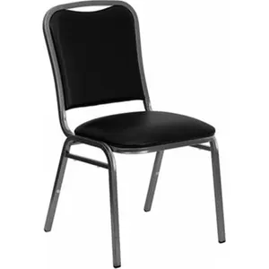 Banquet Hercules Black Vinyl Outdoor Chair - 18 Gauge Steel Silver Vein Frame, Angled Back, Vinyl Seat, 500lb Weight Capacity