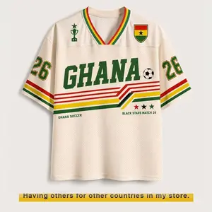 Ghana Custom Name Number Soccer Jersey, Ghana-Inspired V-Neck Mesh Jersey, Personalized Football Fan Shirt Gift