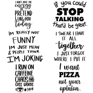 Funny Letter Pattern Iron on DTF Transfer Sticker, 8 Counts/set Washable Durable Heat Transfer Designs, Ready Press Decals for DIY Crafts Clothing T-shirt Mask Jeans Backpack