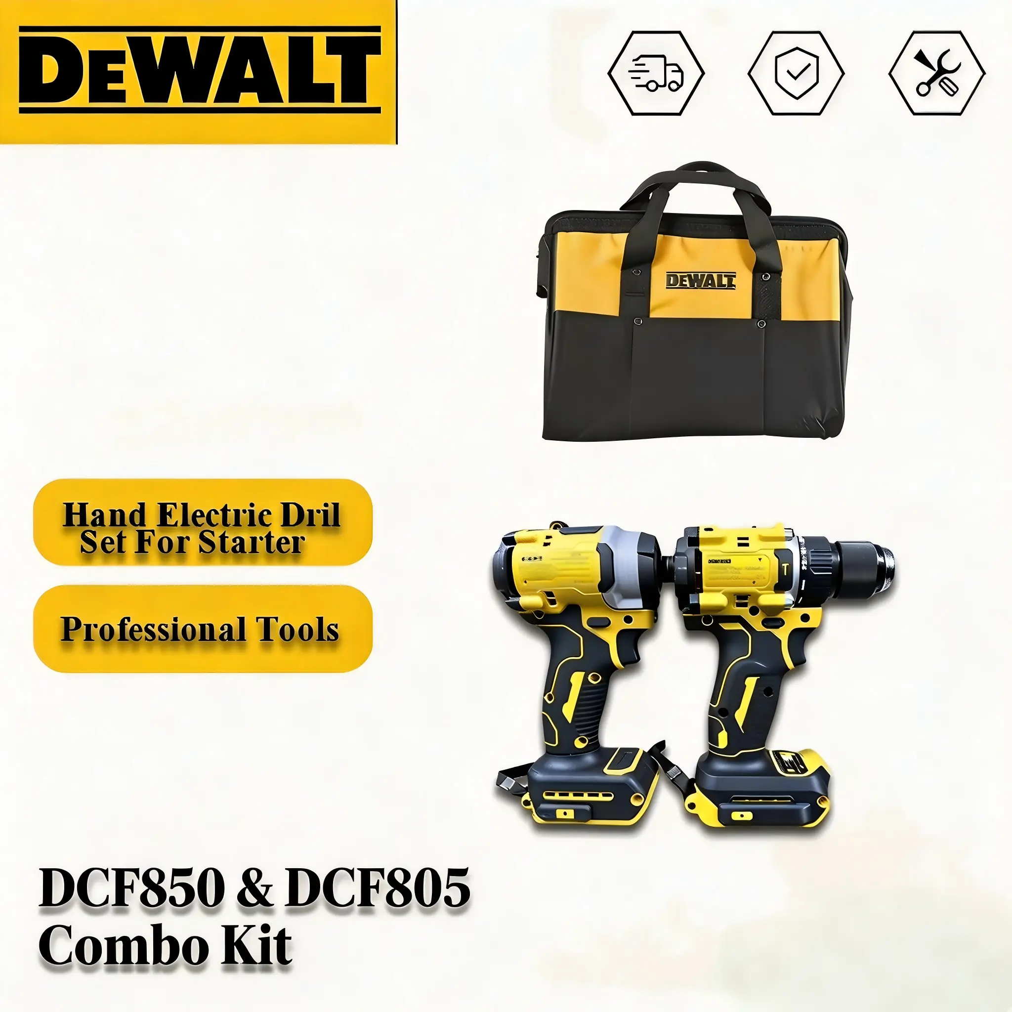 DeWalt DCF850 & DCF805 Combo Kit – Professional-Grade Impact Driver & Hammer Drill for Contractors & DIYers, Compact Body & Strong Torque