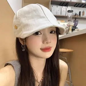 Japanese Style Cotton Linen Duckbill Cap Retro Versatile Beret for Women Summer Thin Breathable Newsboy Painter's Hat Lightweight & Comfortable