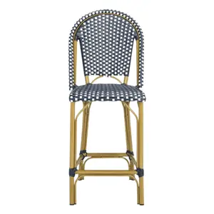 Navy and White French Bistro Stacking Counter Stool