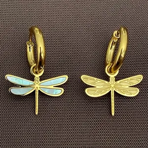 Dragonfly Double-Sided Mini Hoop Earrings