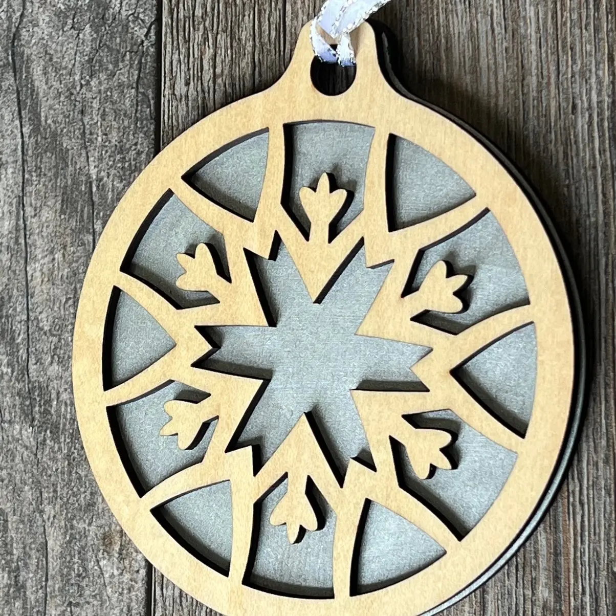 Hand-painted Laser Cut Christmas Ornaments Snowflake Cutouts