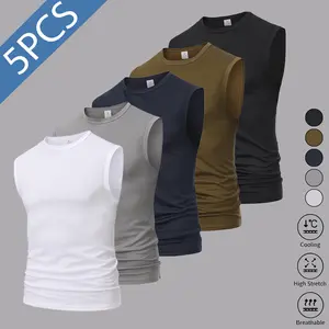 Men's Sleeveless Gym Vest |   Quick Dry Breathable Workout Shirt |   Solid Round Neck Athletic Top for Running