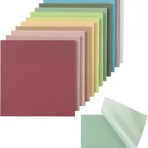 7 Pack Moleskin Color Waterproof Simple Pure Color Sticky Notes, Tear-Resistant Student Stickers, 50 Sheets Per Book, 77x77mm Soft Colors, High Adhesive Stickers