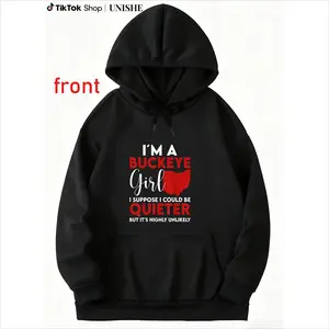 Ohio State Buckeye Hoodie for Women – Bold Text Print, Casual, Long Sleeve & Machine Washable