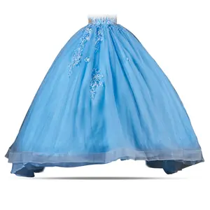 Princess Cinderella – Baby Blue Embellished Ball Gown with Sweetheart Neckline