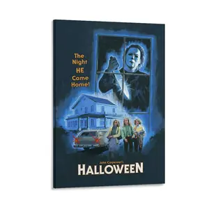 Halloweens Horror Movie Character Print—Michael Myers Canvas Art for A Dramatic And Eerie Living Room Or Bedroom. Poster Canvas Wall Art For Bedroom Decor Bar Office Room Decor Gift