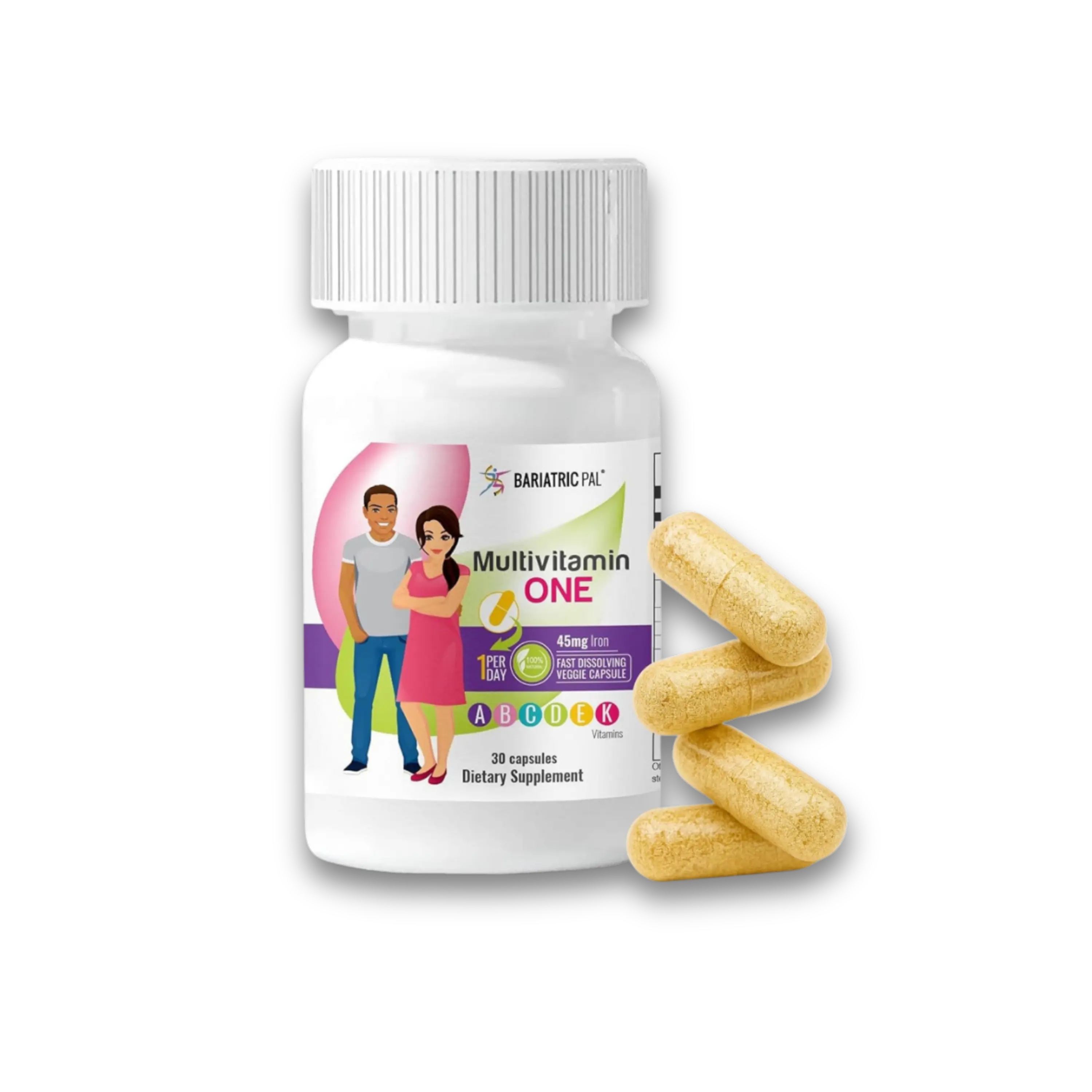 BariatricPal Multivitamin ONE "1 per Day!" Bariatric Multivitamin Capsule with 45mg Iron