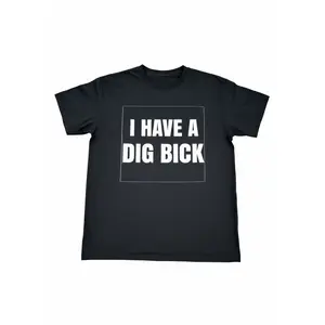Dig Bick Menswear T-Shirt - Black Round Neck Crewneck Casual Top for Men with Unique Tropical Design I Have A Dig Bick Streetwear