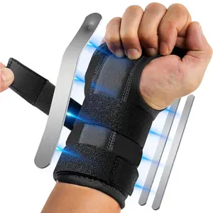 Carpal Tunnel Wrist Brace Support with 3 Straps and Metal Splint Stabilizer - Helps Relieve Tendinitis Arthritis Carpal Tunnel Pain - Reduces Recovery Time for Men Women