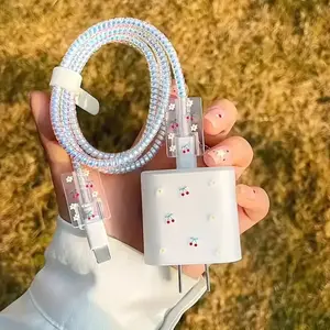 Charger Protector Case with Silicone Strap, Charging Cable Organizer, iPhone Accessories, Protects Charger & Data Cables, Durable